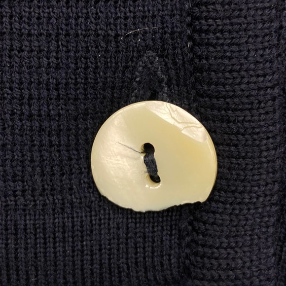 Jaeger Women's 100% Wool Cardigan Blue/Navy, Double Button Front Wrap Style 32in - Picture 4 of 8